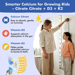 Packaging front of LUCNVEM calcium citrate gummies for kids with vitamins