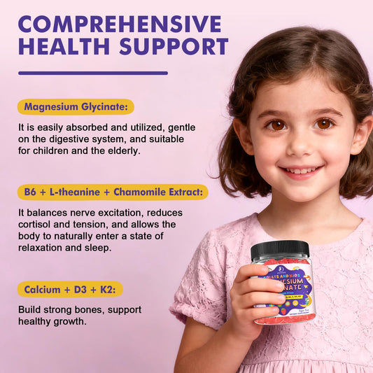 LUCNVEM magnesium glycinate gummies bottle back label with ingredients