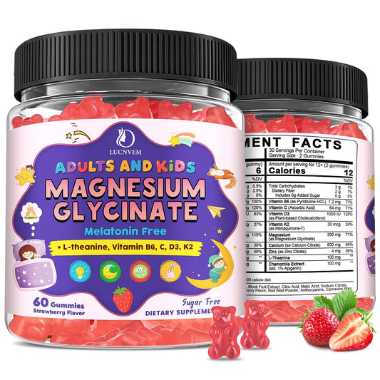 LUCNVEM magnesium glycinate gummies bottle front view for sleep support