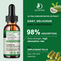 LucNVEM Soursop Graviola Bitters dropper pour, convenient daily antioxidant support.