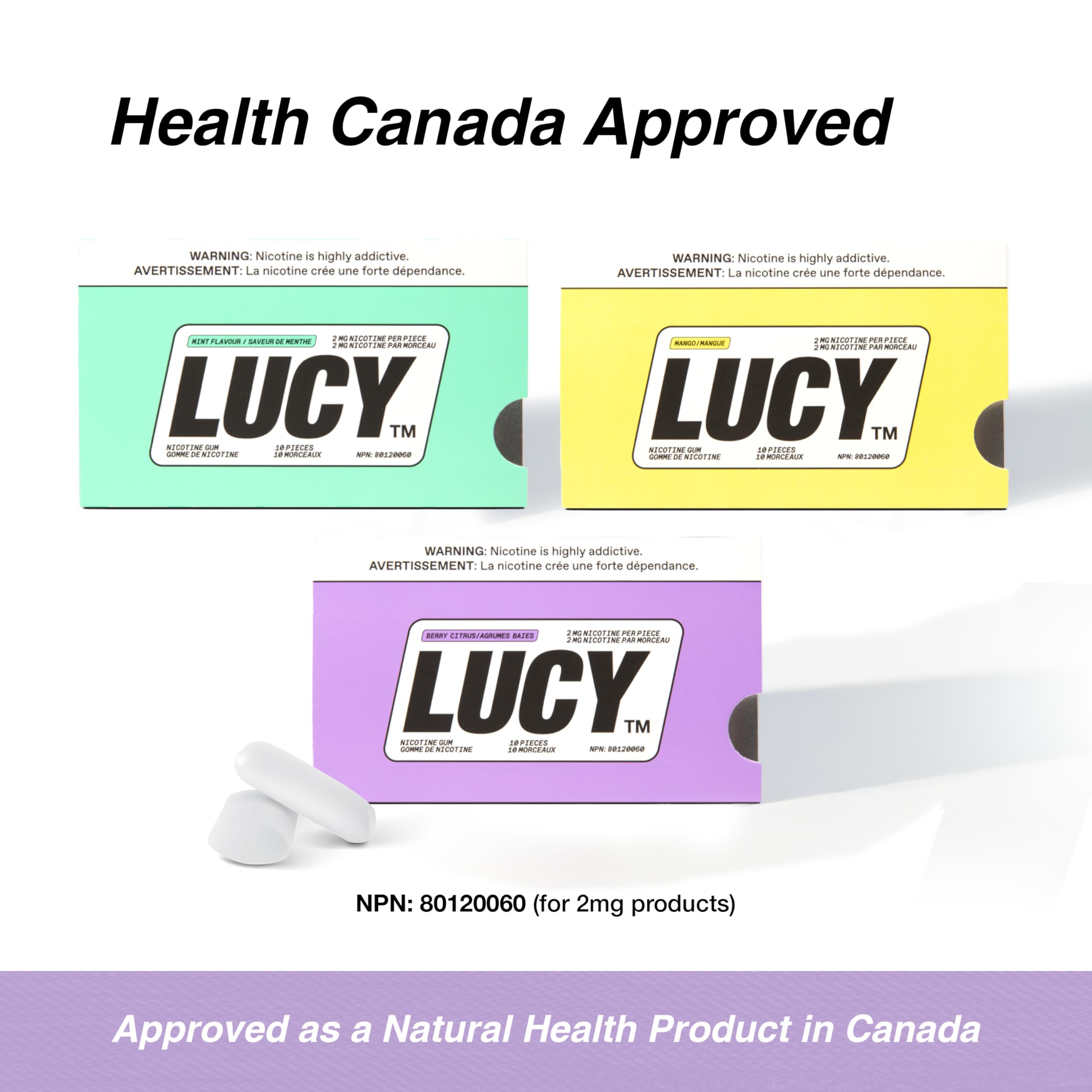 Lucy Nicotine Gum 2mg retail display setup for easy shopping