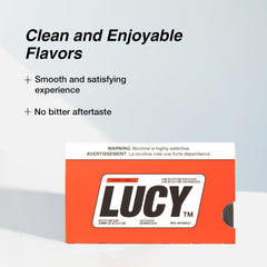 Close-up of individual Lucy gum pieces in cinnamon flavor.