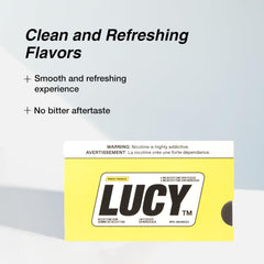 LUCY Nicotine Gum 4mg Mango flavor closeup emphasizes tangy mango taste.
