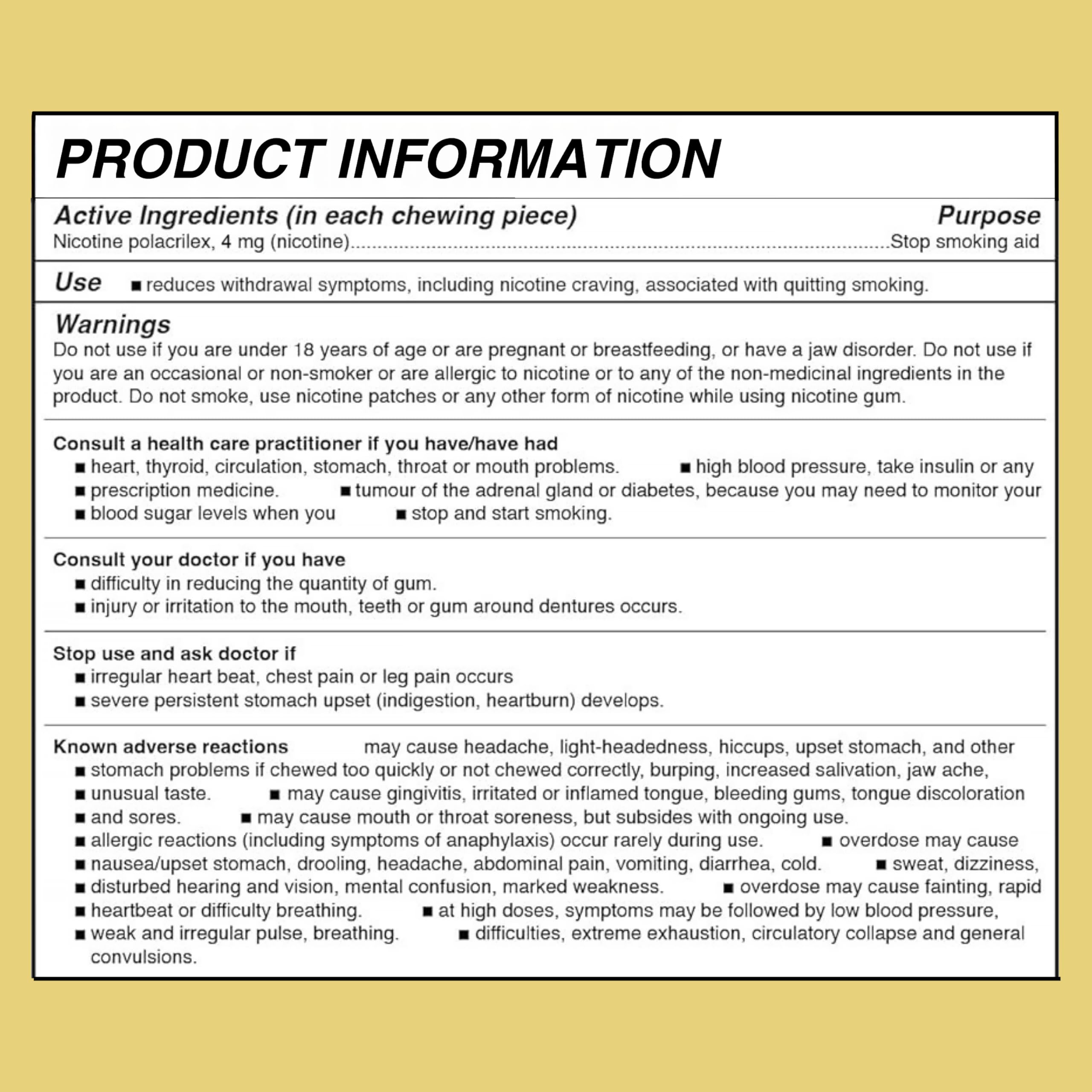 LUCY Nicotine Gum 4mg Mango NPN badge signals regulatory approval.