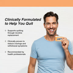 Lucy Nicotine Gum Espresso gums in hand ready for immediate craving relief