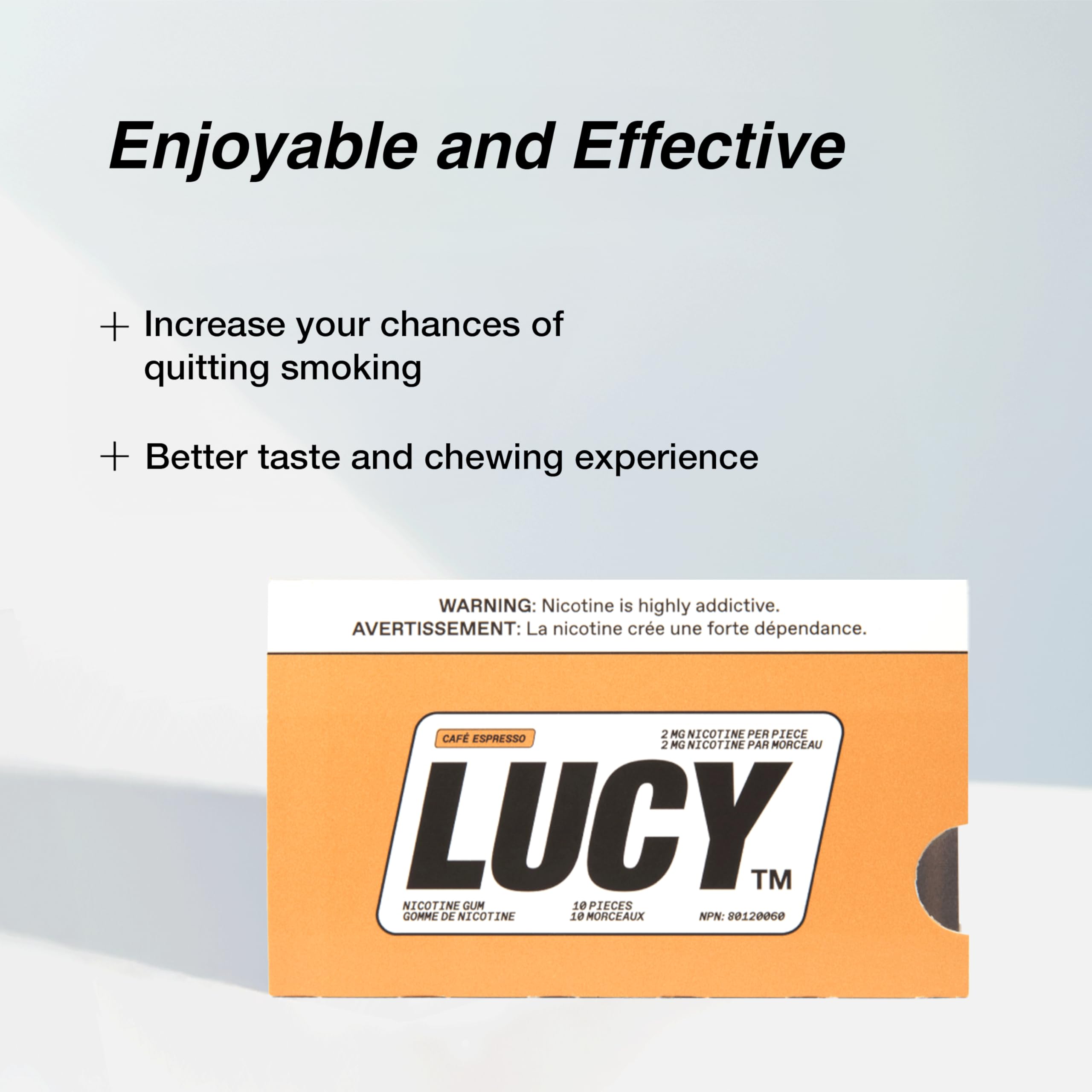 Close-up of Lucy Espresso packaging highlighting quality ingredients and flavor