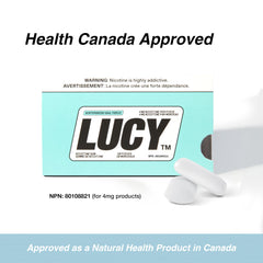 Lucy nicotine gum Wintergreen branding on box for quick recognition