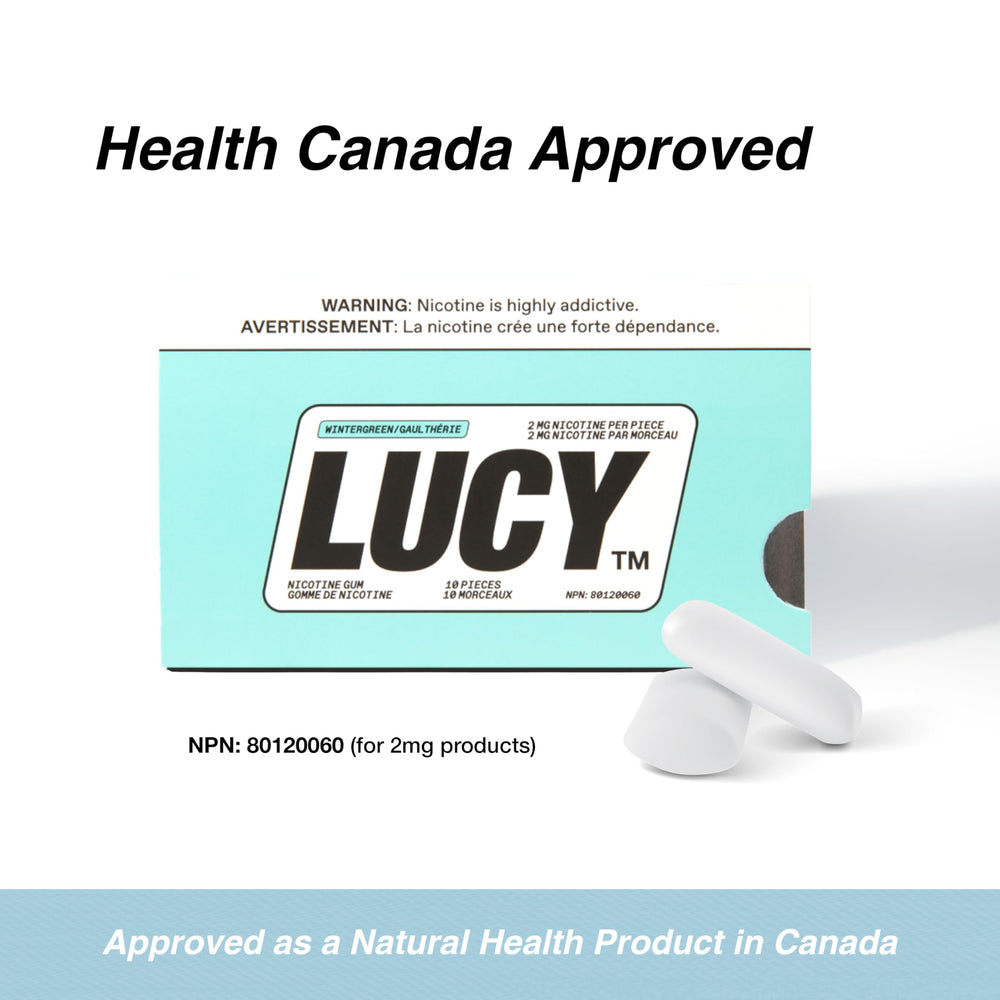 Travel pack of LUCY Wintergreen gum ready for portability