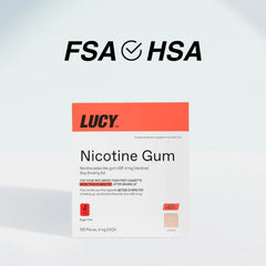 Gum piece in hand during a craving moment with Lucy NRT.