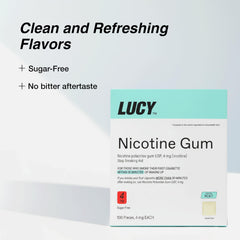 LUCY NRT Mint Gum coated pieces in hand for quick craving relief.