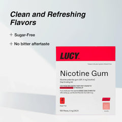 LUCY 4mg nicotine gum piece in pack for on-the-go use.