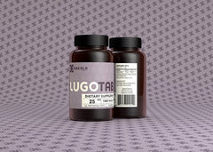LugoTab 25 mg tablet bottle highlighting dosage and quality control.