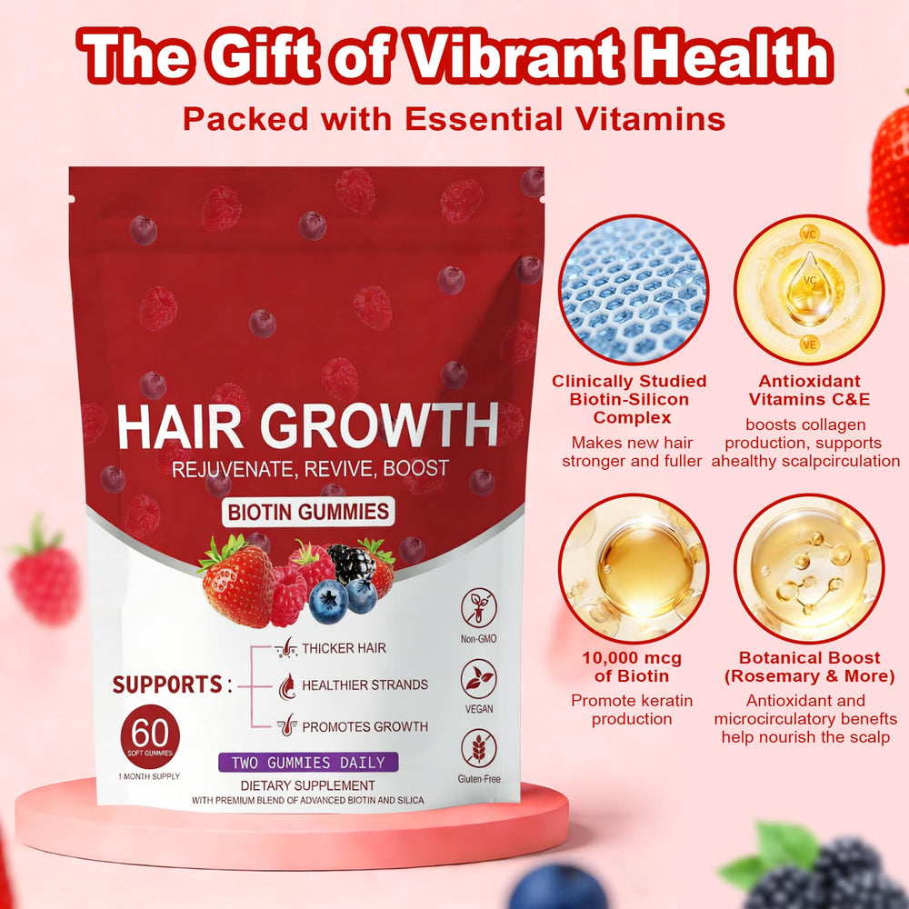 LUIMOLL Lumin Hair Growth Gummies jar-back presents ingredients supporting hair nourishment.