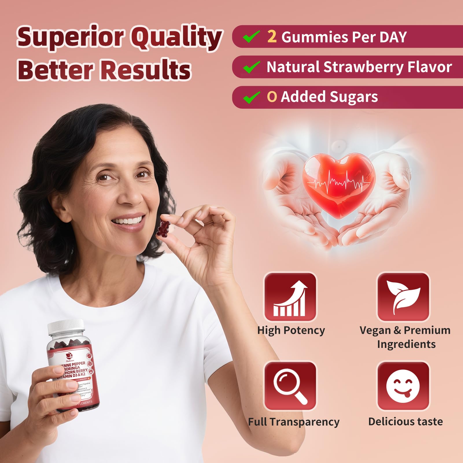 Daily-use shot of Lukaree 16in1 Cayenne Gummies for easy routine