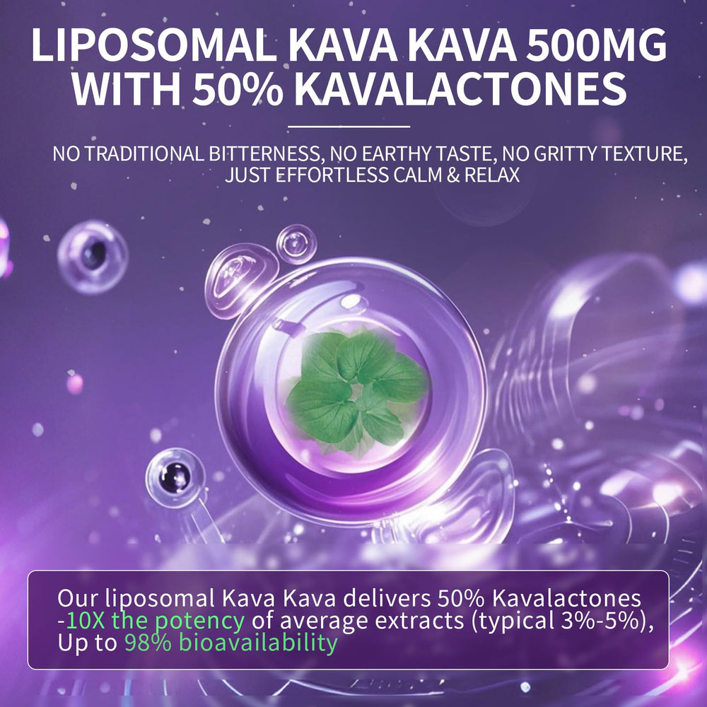 Lukaree 50% kavalactones graphic emphasizes potent calm support.