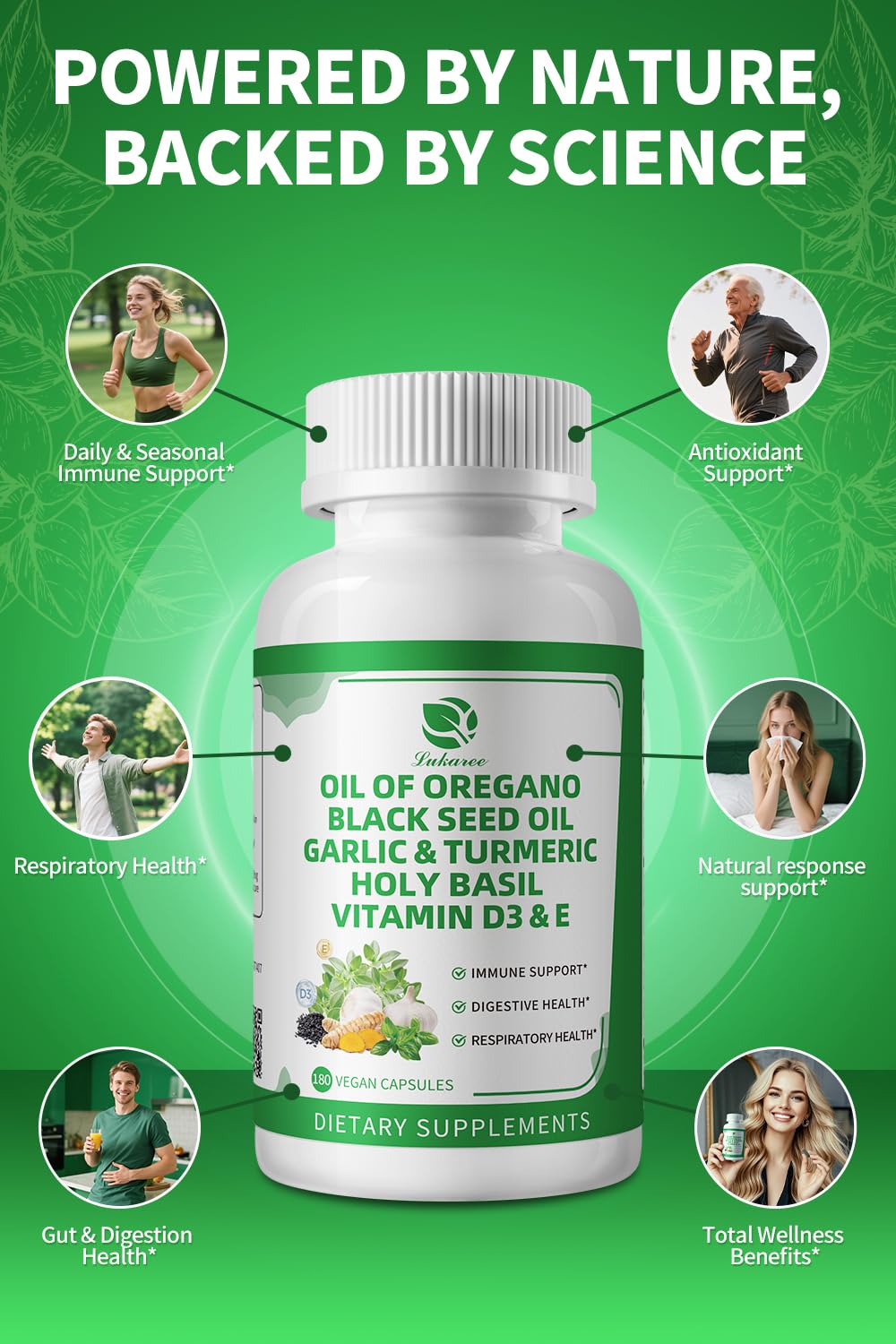 Lukaree capsule and pepper image highlighting enhanced absorption through black pepper
