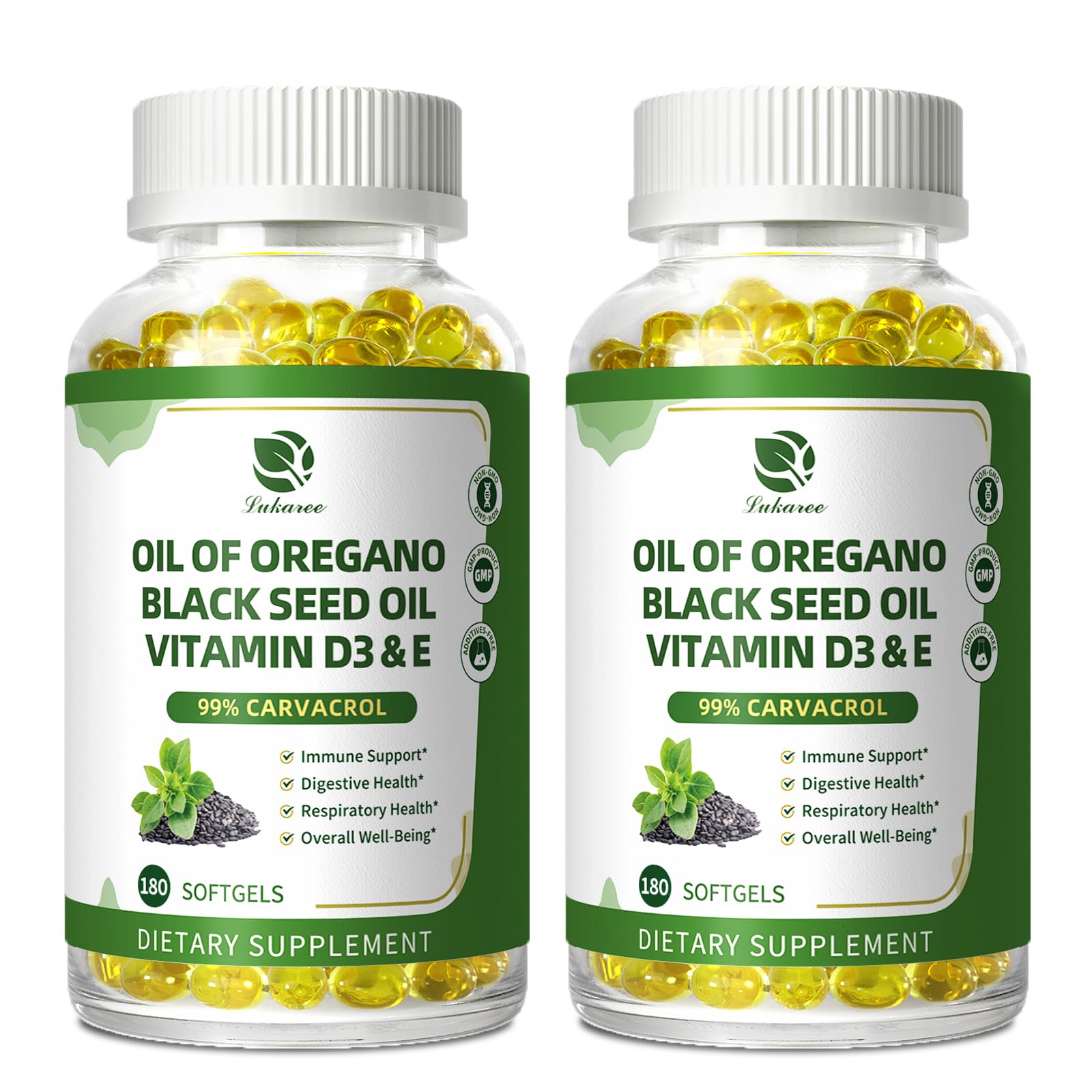 Lukaree bottle with softgels for easy daily immune support.