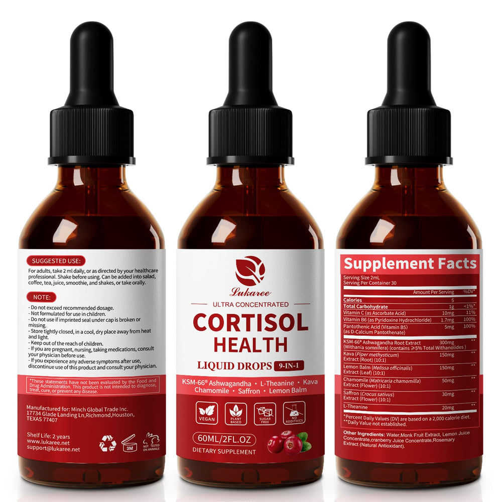Lukaree Cortisol Supplements blueberry drops ready for daily use