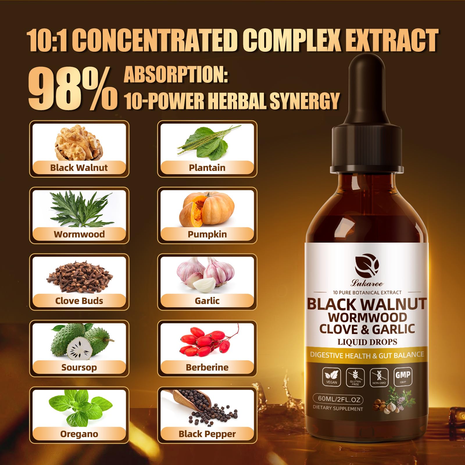 Lukaree Garlic Berberine Drops for convenient on-the-go digestive support