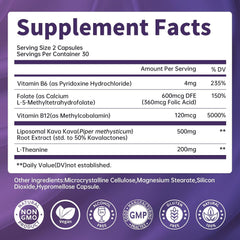 Lukaree liposomal calm capsules next to glass of water shows easy daily use.