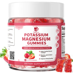 Lukaree Magnesium Potassium Gummies bottle front with vegan formula for daily mineral support