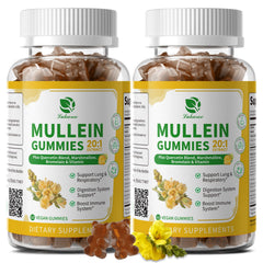 Lukaree Mullein Gummies 2-pack on the counter for daily lung support.