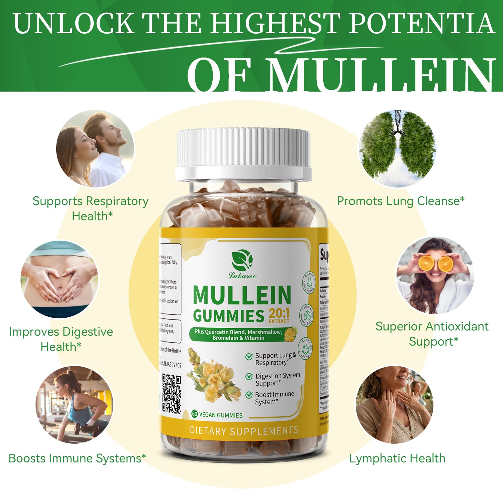 Lukaree Mullein Gummies elderberry bottle image highlighting immune-support potential.