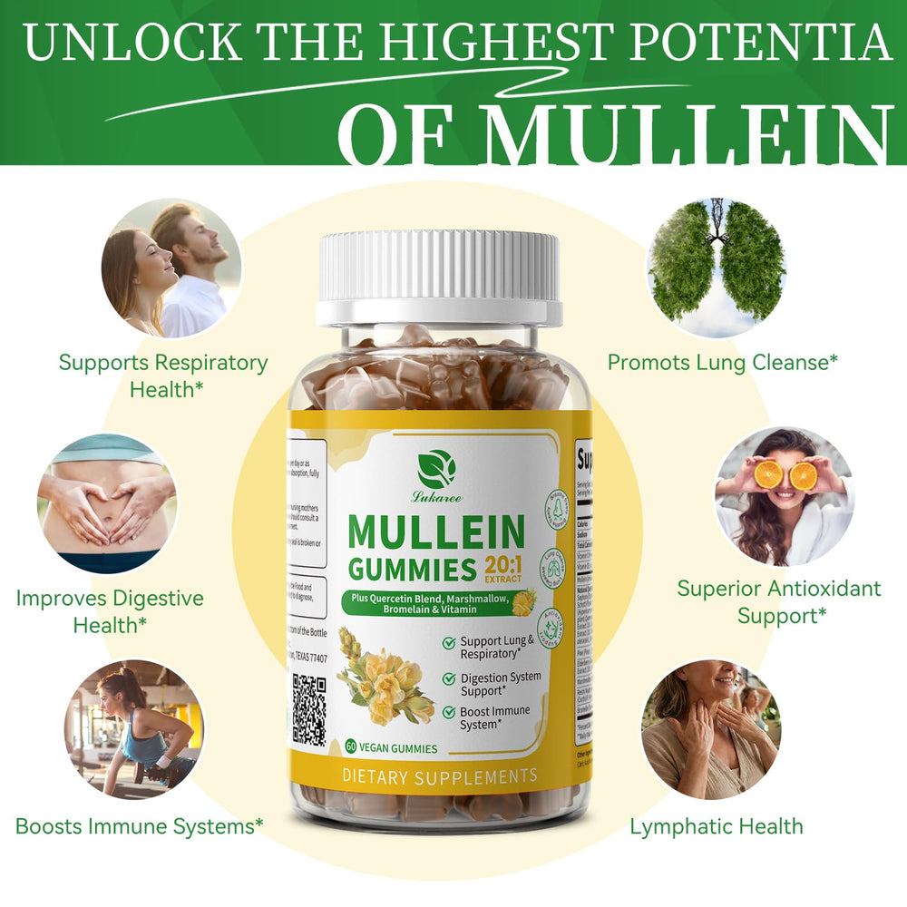 Lukaree Mullein Gummies elderberry bottle image highlighting immune-support potential.