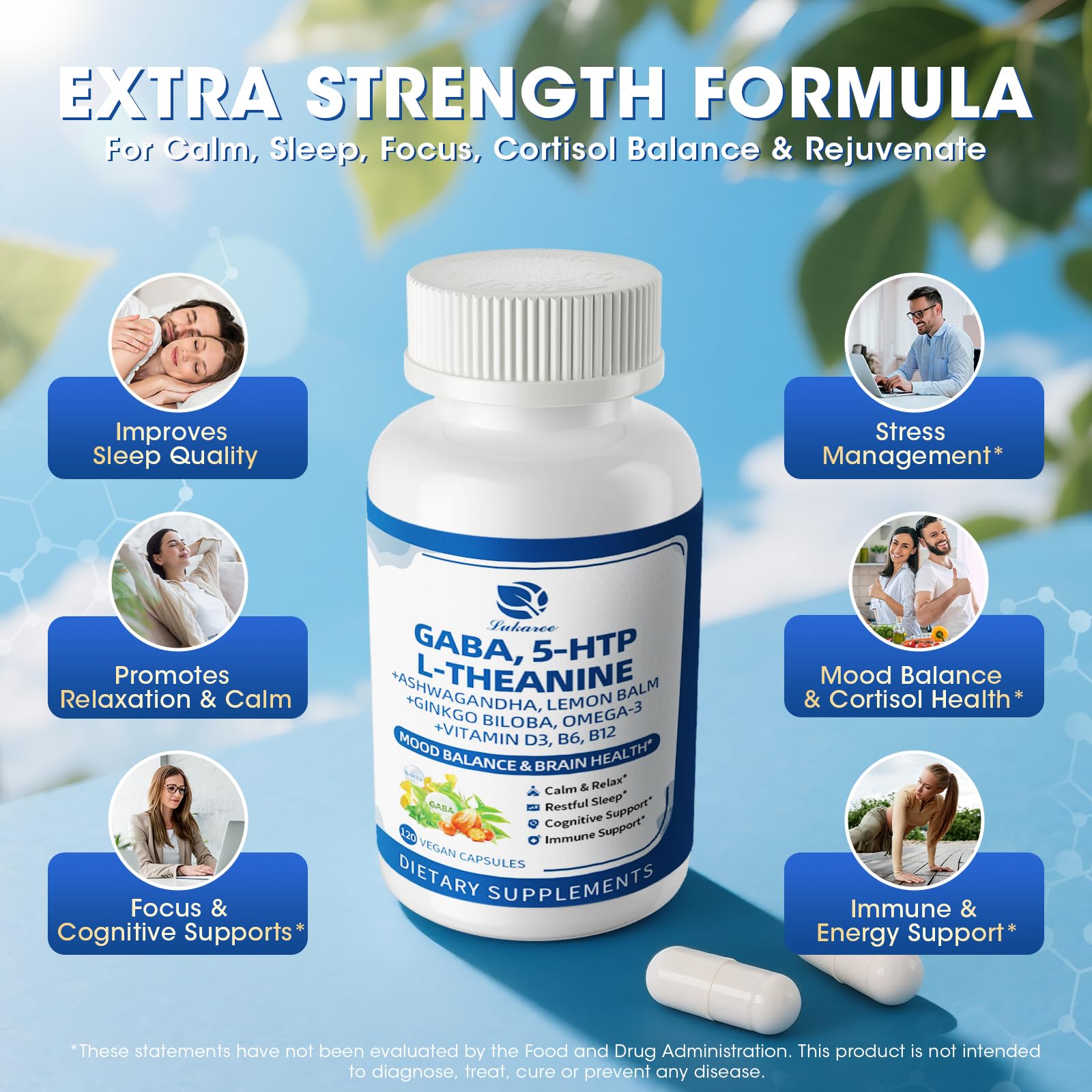 Lukaree Omega-3 and Ginkgo Biloba for cognition and focus.