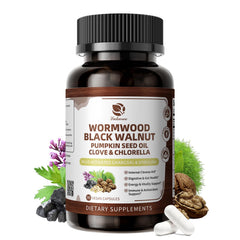 Lukaree Wormwood Black Walnut Cleanse bottle shown for convenient daily gut support.