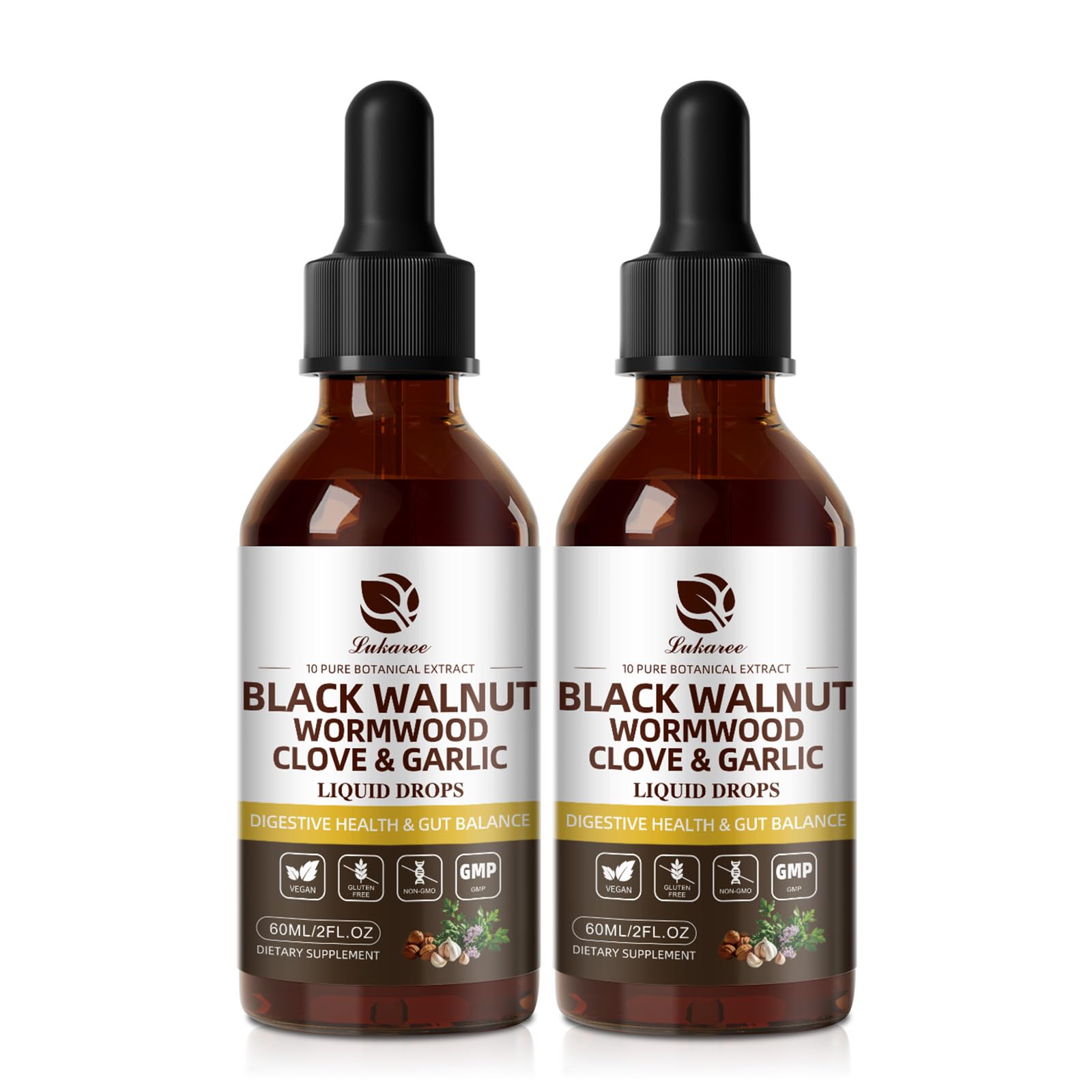 Lukaree wormwood black walnut clove cleanse bottle for easy daily use
