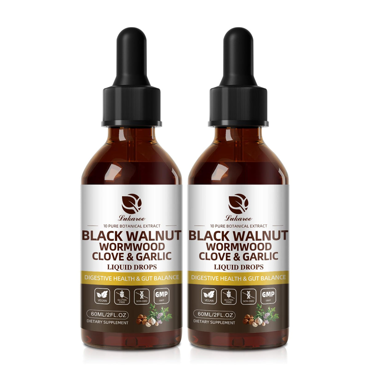 Lukaree wormwood black walnut clove cleanse bottle for easy daily use