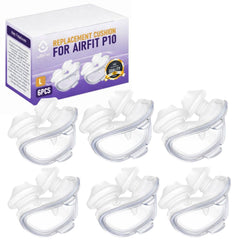 Lullapad AirFit P10 nasal pillow packaging showing six-pack value and replacements