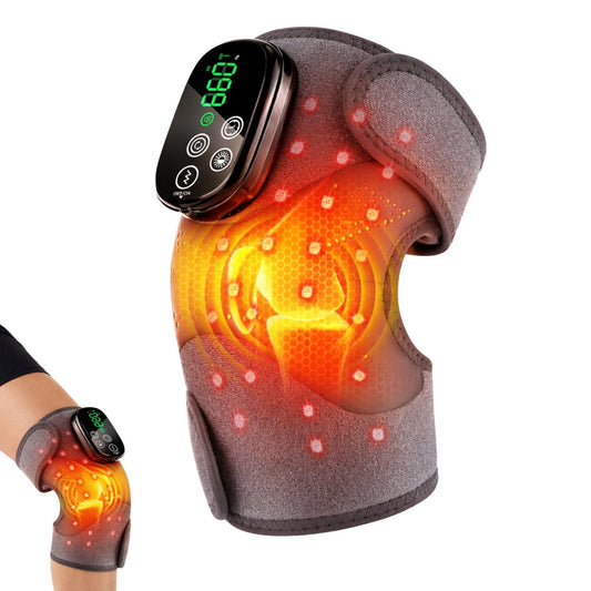 Lullapad infrared knee massager emitting soothing heat on joints