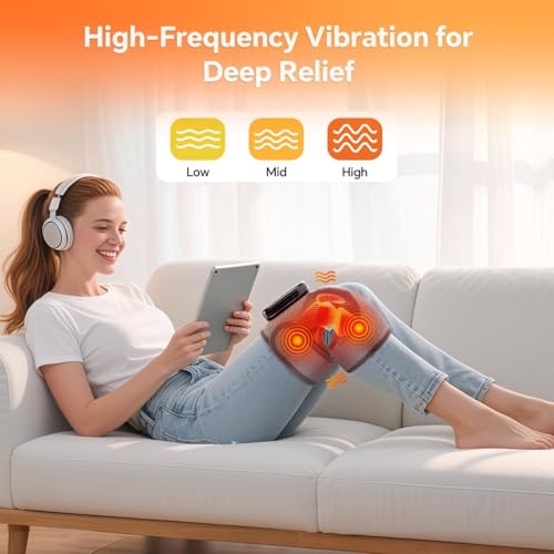 Lullapad vibration mode activated on knee wrap to relax muscles