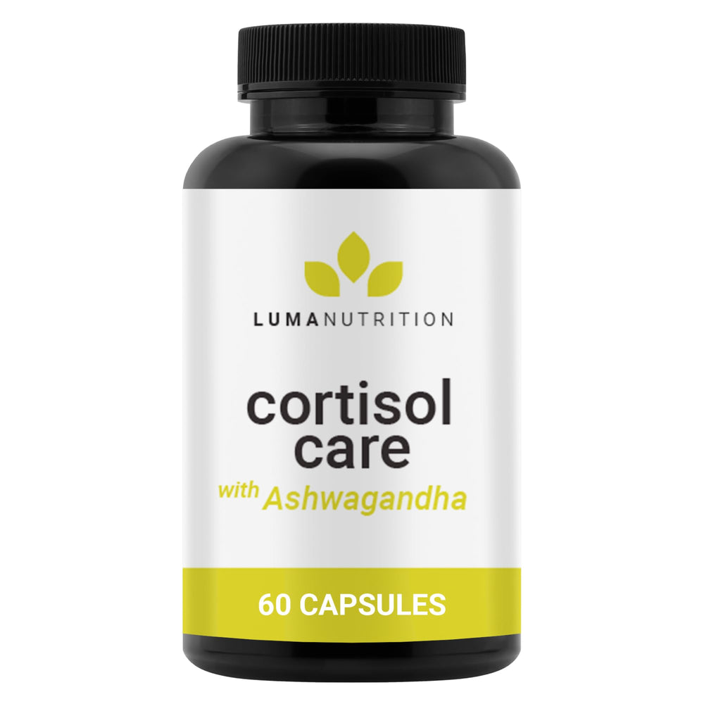 Luma Nutrition cortisol reducer bottle front view illustrating stress support and daily management