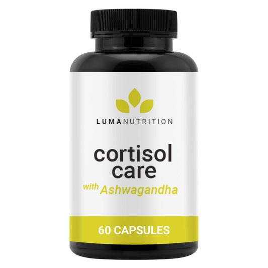 Luma Nutrition cortisol reducer bottle front view illustrating stress support and daily management