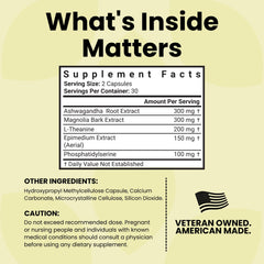 Luma Nutrition label close-up, conveying ingredient quality for calm focus