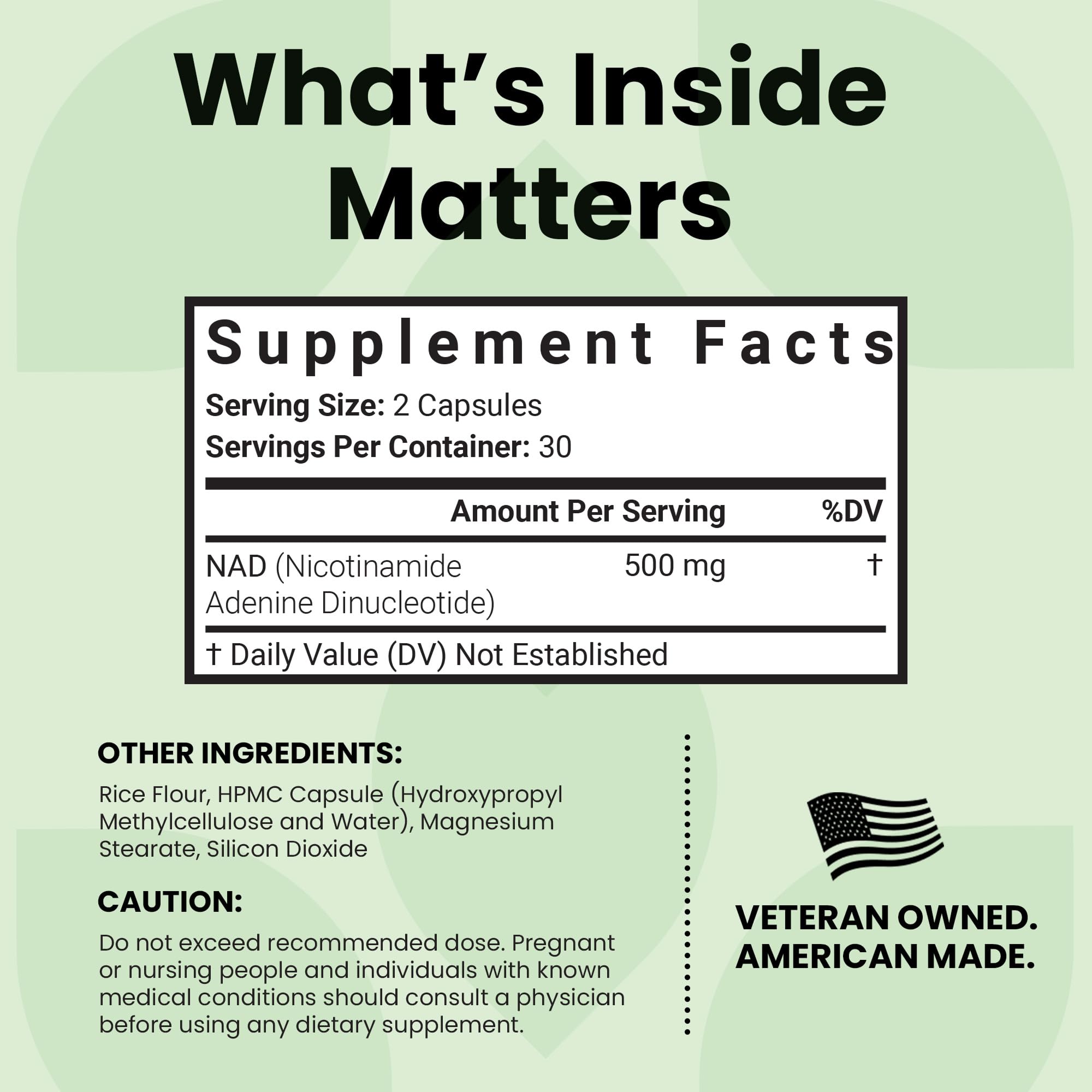 Luma Nutrition NAD+ label closeup emphasizes premium ingredients and quality.