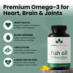 Luma Nutrition Omega-3 EPA/DHA capsules for cognitive focus and daily wellness.