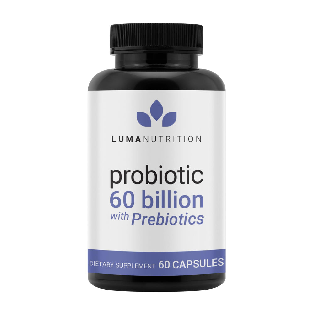 Luma Nutrition Probiotics 60B CFU bottle highlights strong digestive support