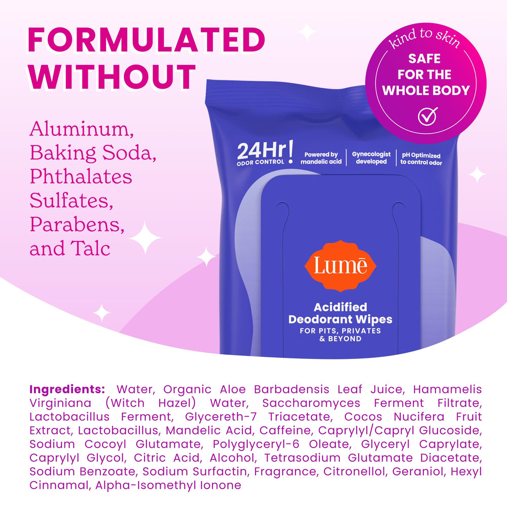 Lume wipes for undercarriage areas to stay fresh.
