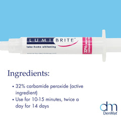 Lumibrite at-home whitening in 10-15 minute sessions for brighter teeth.