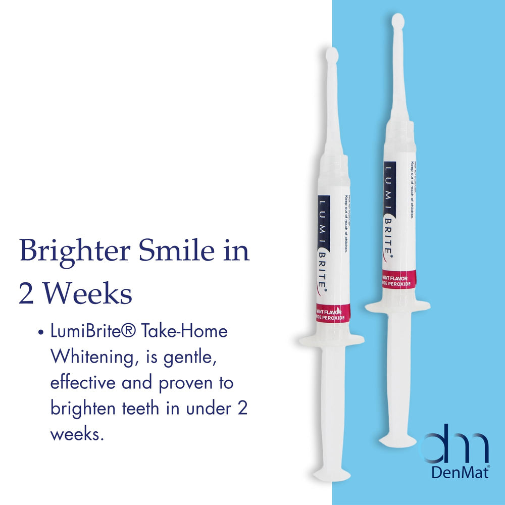 Lumibrite six-syringe mint-flavored gel set ready for quick at-home whitening sessions.