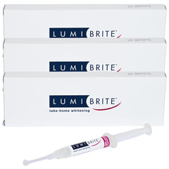 Lumibrite teeth whitening gel 32% syringes pack for convenient at-home whitening sessions.