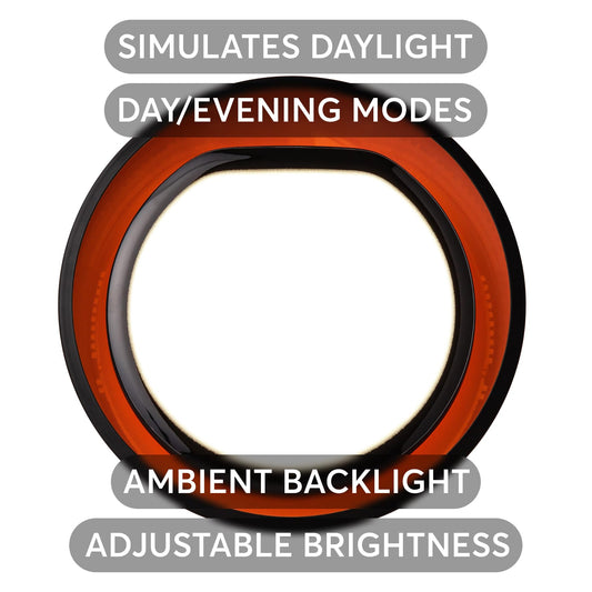 Lumie Halo brightness dial highlighting adjustable Day and Evening modes.