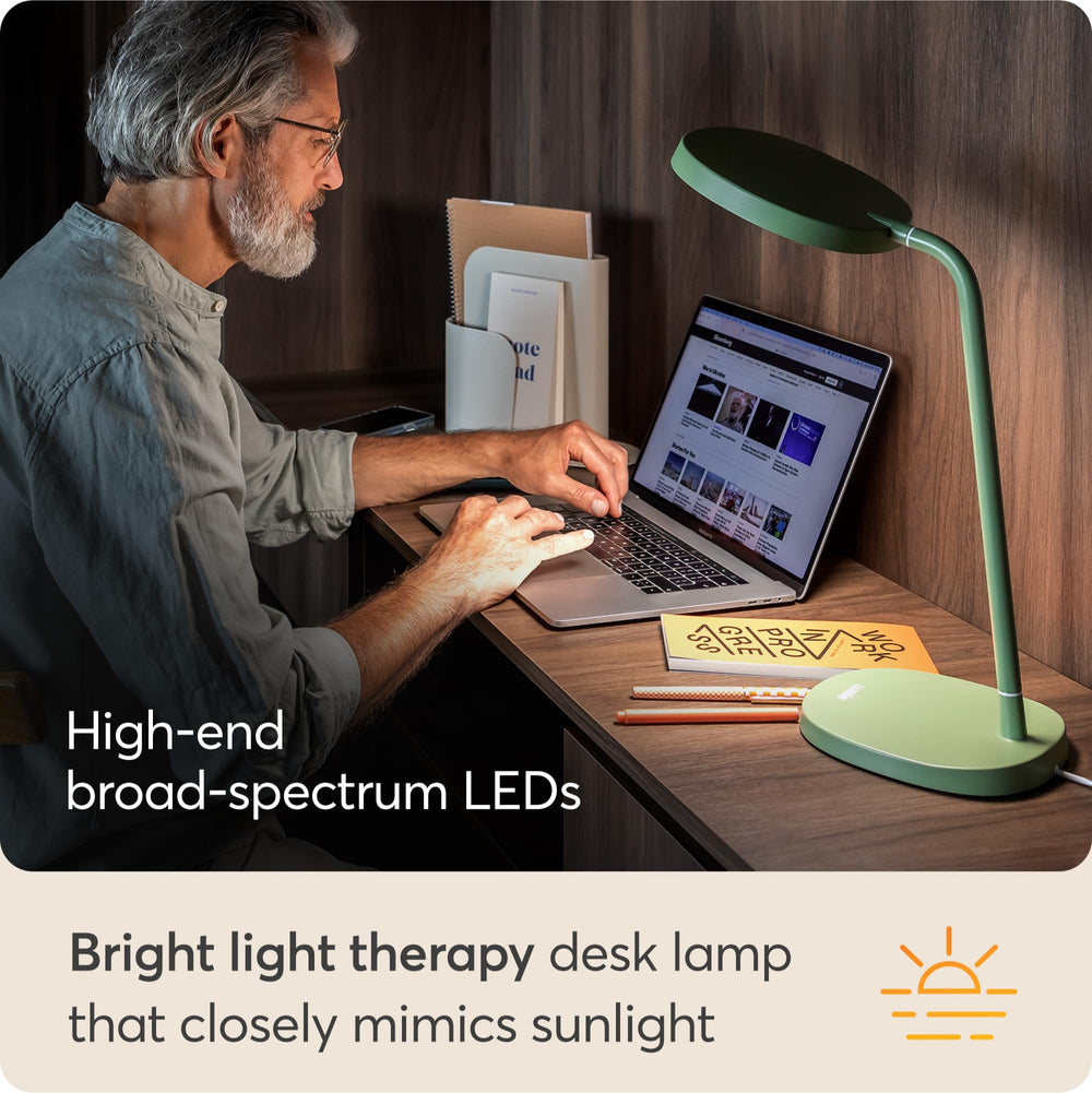 Lumie Task adjustable head and neck for precise desk lighting.