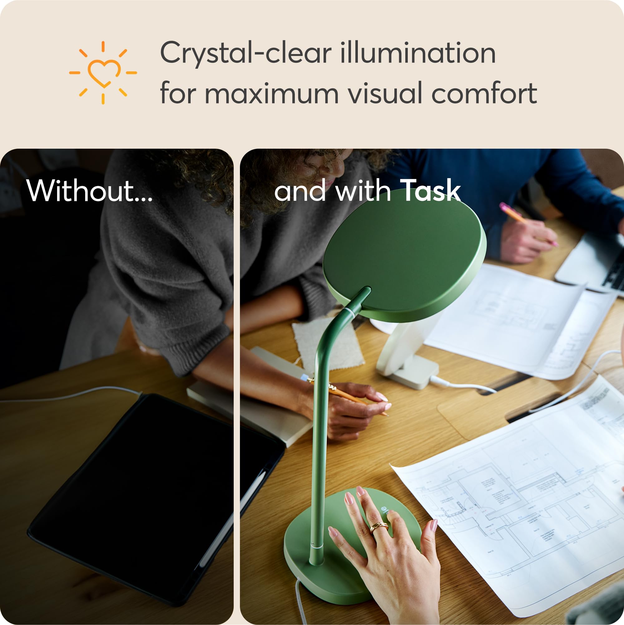 Lumie Task capacitive slider enables personalized brightness control.