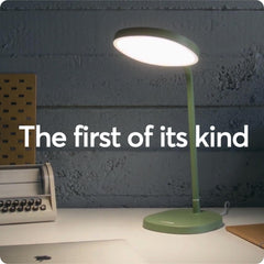Lumie Task sage green finish adds calm to your workspace.