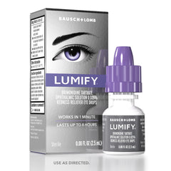 Close-up of one drop being instilled to reduce redness with LUMIFY
